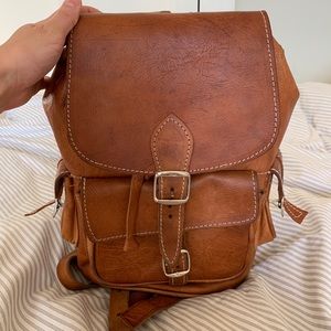 Cognac leather backpack